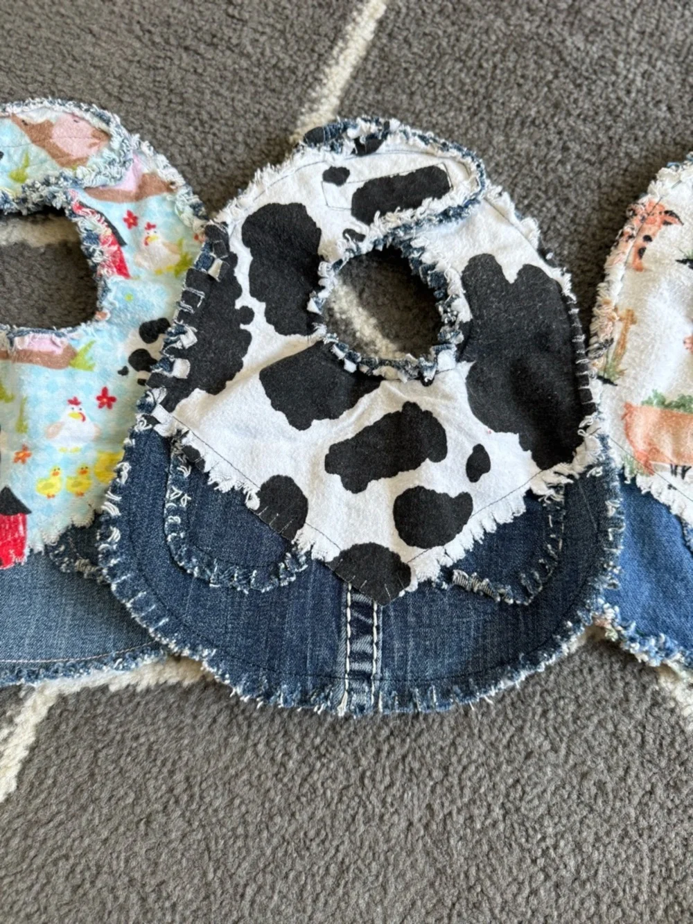 Handmade Farm Animal Baby Bibs -set of 3